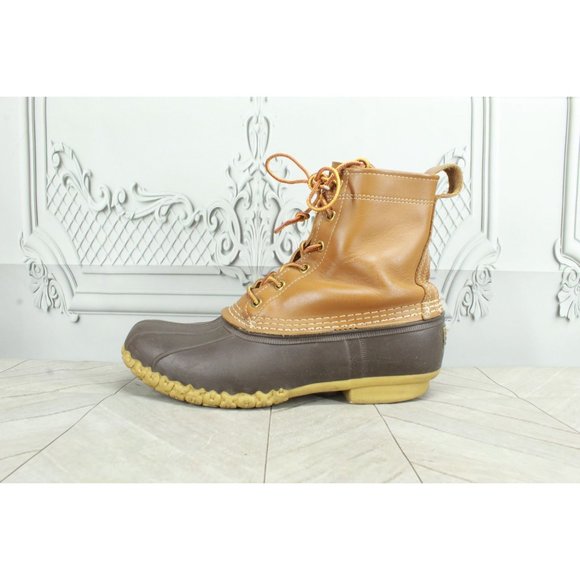 L.L. Bean Shoes - LL Bean 8" Unlined Brown Leather Lace Up Waterproof Ankle Duck Boots M 8 L 10